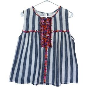 THML Striped Sleeveless Top with Embroidered Detail
Size M